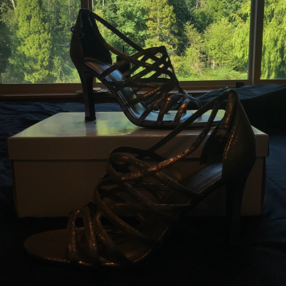 Silver strap heels